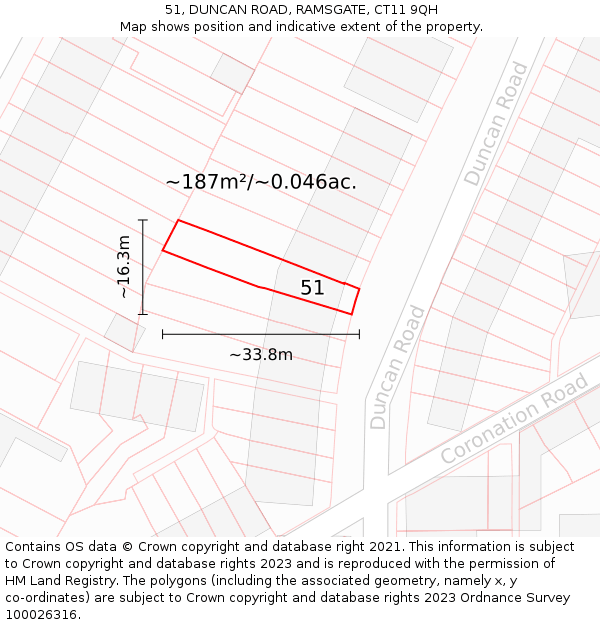51, DUNCAN ROAD, RAMSGATE, CT11 9QH: Plot and title map