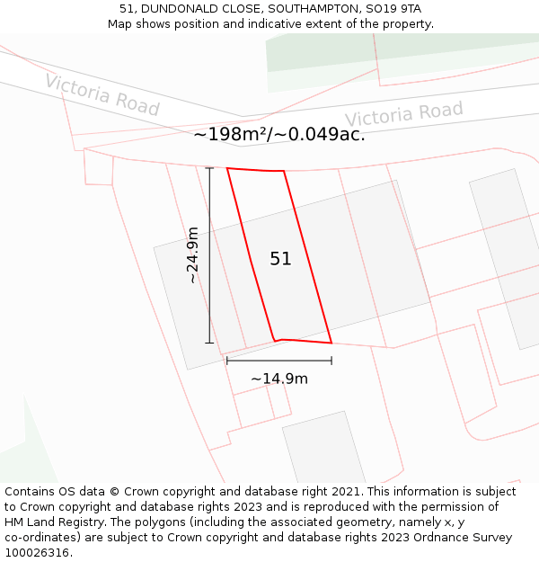 51, DUNDONALD CLOSE, SOUTHAMPTON, SO19 9TA: Plot and title map