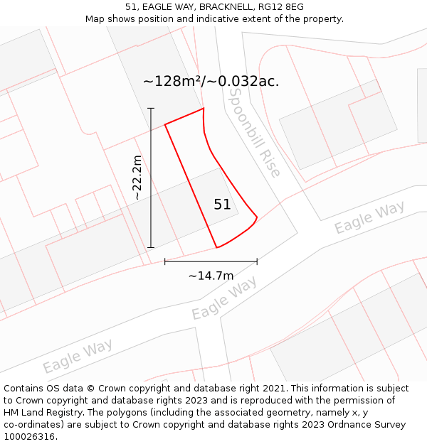 51, EAGLE WAY, BRACKNELL, RG12 8EG: Plot and title map