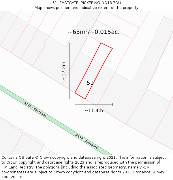51, EASTGATE, PICKERING, YO18 7DU: Plot and title map