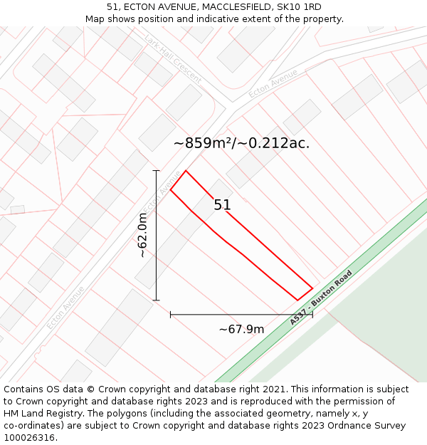 51, ECTON AVENUE, MACCLESFIELD, SK10 1RD: Plot and title map