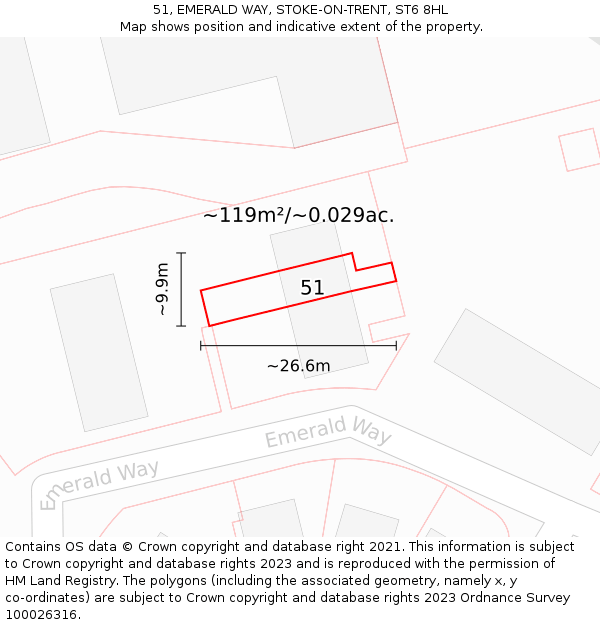 51, EMERALD WAY, STOKE-ON-TRENT, ST6 8HL: Plot and title map