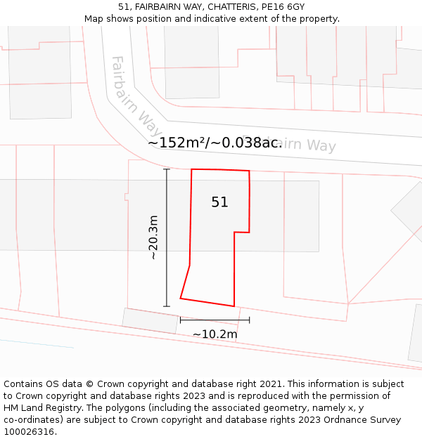 51, FAIRBAIRN WAY, CHATTERIS, PE16 6GY: Plot and title map