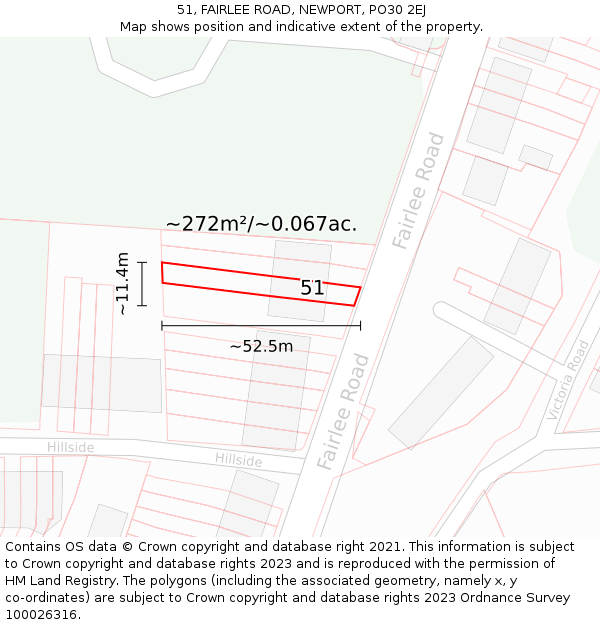51, FAIRLEE ROAD, NEWPORT, PO30 2EJ: Plot and title map