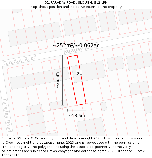 51, FARADAY ROAD, SLOUGH, SL2 1RN: Plot and title map