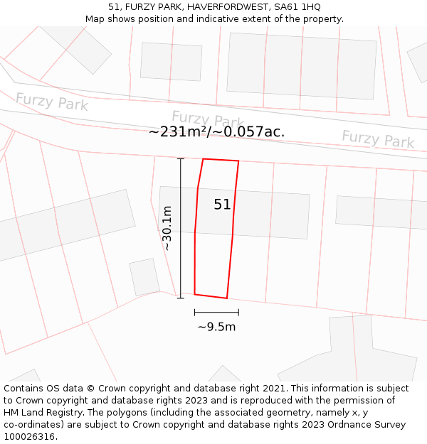 51, FURZY PARK, HAVERFORDWEST, SA61 1HQ: Plot and title map