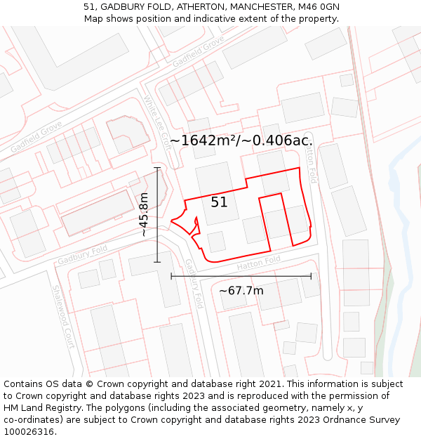 51, GADBURY FOLD, ATHERTON, MANCHESTER, M46 0GN: Plot and title map