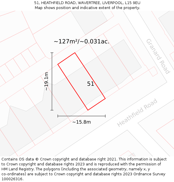 51, HEATHFIELD ROAD, WAVERTREE, LIVERPOOL, L15 9EU: Plot and title map