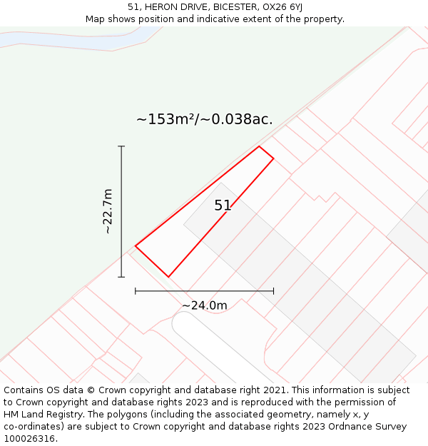 51, HERON DRIVE, BICESTER, OX26 6YJ: Plot and title map