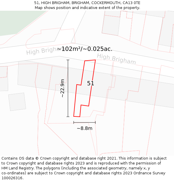 51, HIGH BRIGHAM, BRIGHAM, COCKERMOUTH, CA13 0TE: Plot and title map