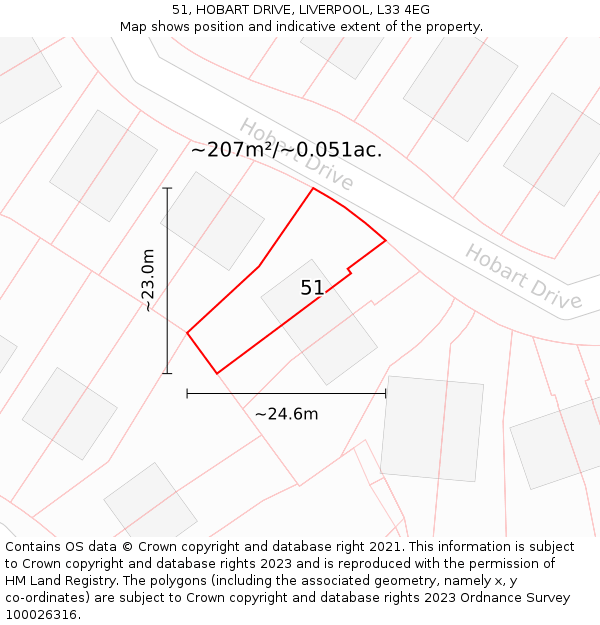 51, HOBART DRIVE, LIVERPOOL, L33 4EG: Plot and title map