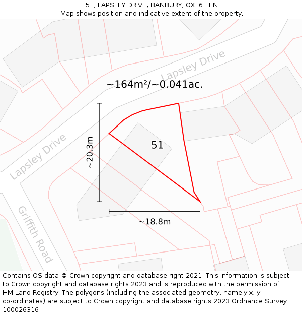 51, LAPSLEY DRIVE, BANBURY, OX16 1EN: Plot and title map