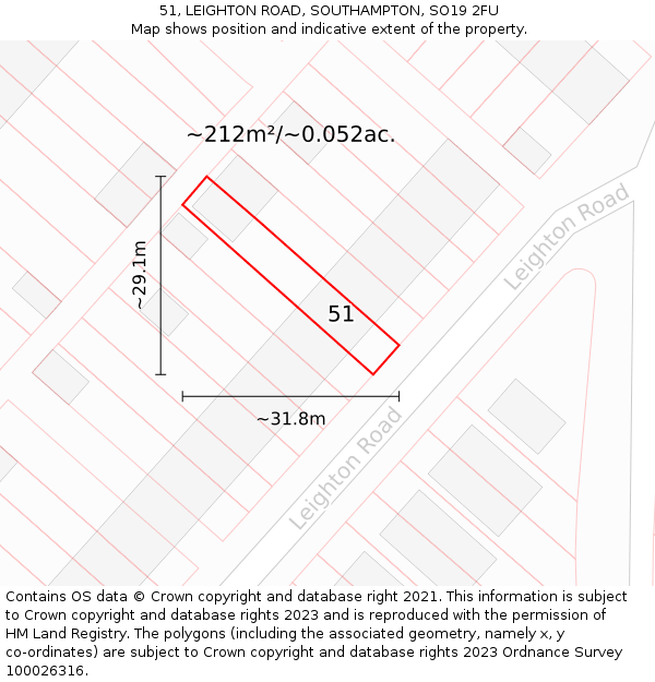 51, LEIGHTON ROAD, SOUTHAMPTON, SO19 2FU: Plot and title map