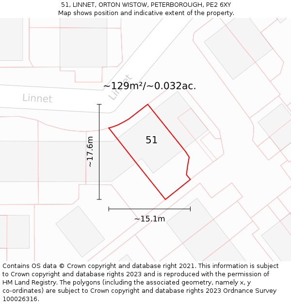 51, LINNET, ORTON WISTOW, PETERBOROUGH, PE2 6XY: Plot and title map