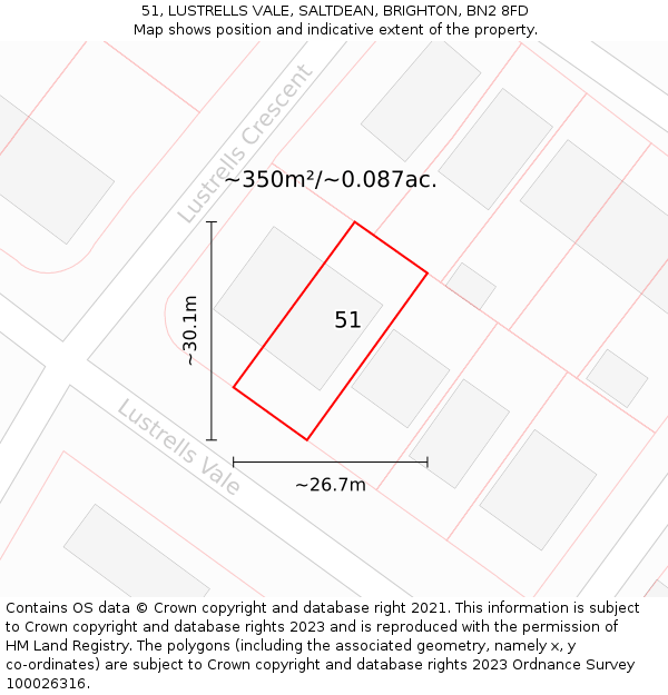 51, LUSTRELLS VALE, SALTDEAN, BRIGHTON, BN2 8FD: Plot and title map
