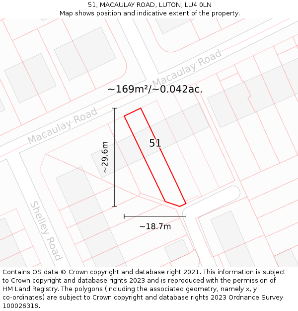 51, MACAULAY ROAD, LUTON, LU4 0LN: Plot and title map