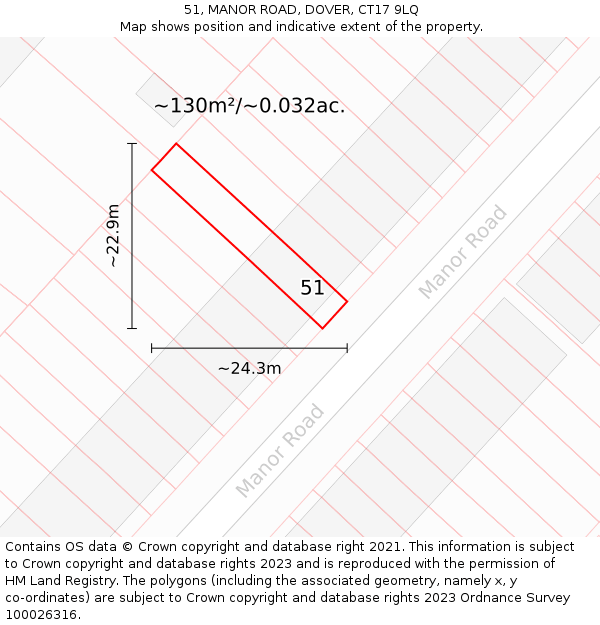 51, MANOR ROAD, DOVER, CT17 9LQ: Plot and title map