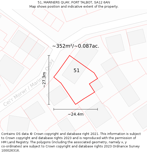51, MARINERS QUAY, PORT TALBOT, SA12 6AN: Plot and title map