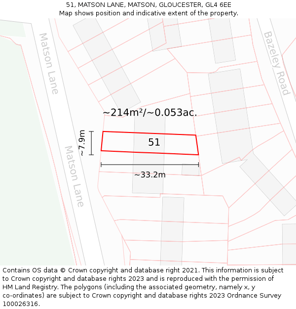 51, MATSON LANE, MATSON, GLOUCESTER, GL4 6EE: Plot and title map