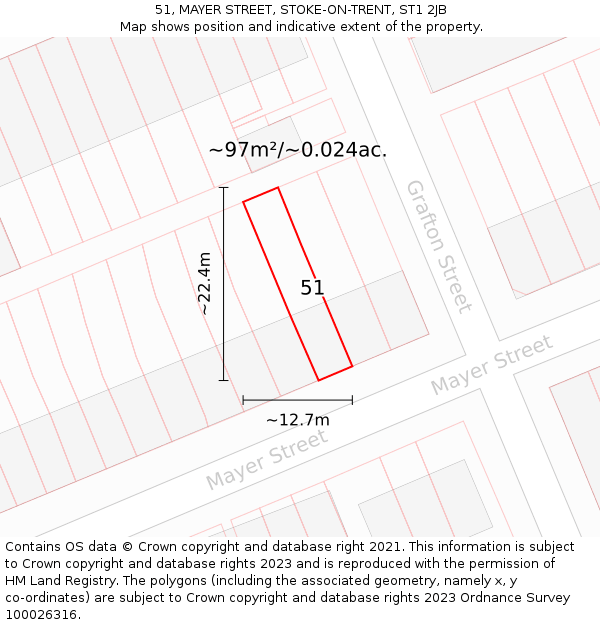 51, MAYER STREET, STOKE-ON-TRENT, ST1 2JB: Plot and title map