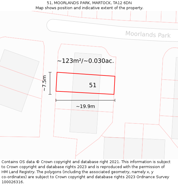 51, MOORLANDS PARK, MARTOCK, TA12 6DN: Plot and title map