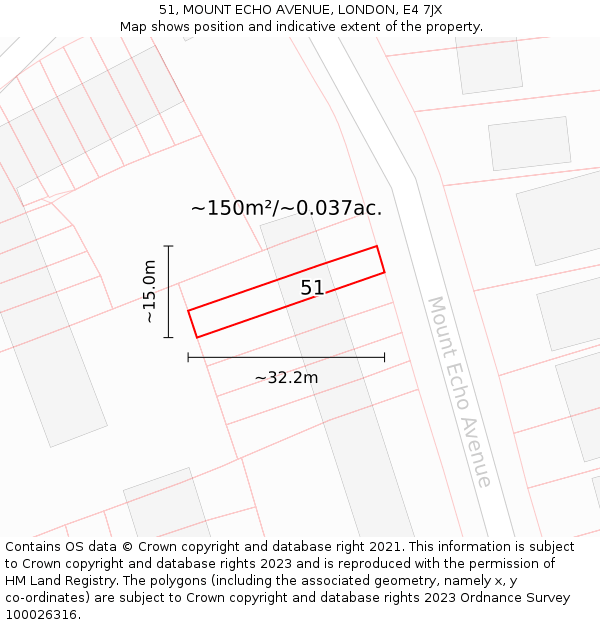 51, MOUNT ECHO AVENUE, LONDON, E4 7JX: Plot and title map