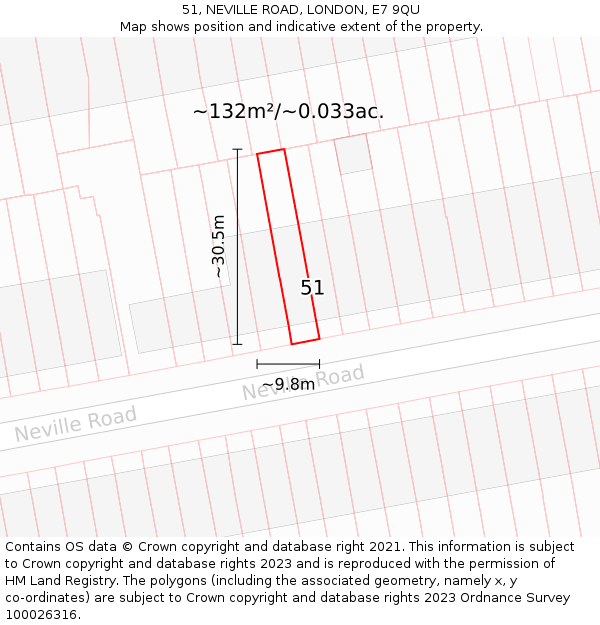 51, NEVILLE ROAD, LONDON, E7 9QU: Plot and title map