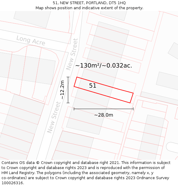 51, NEW STREET, PORTLAND, DT5 1HQ: Plot and title map