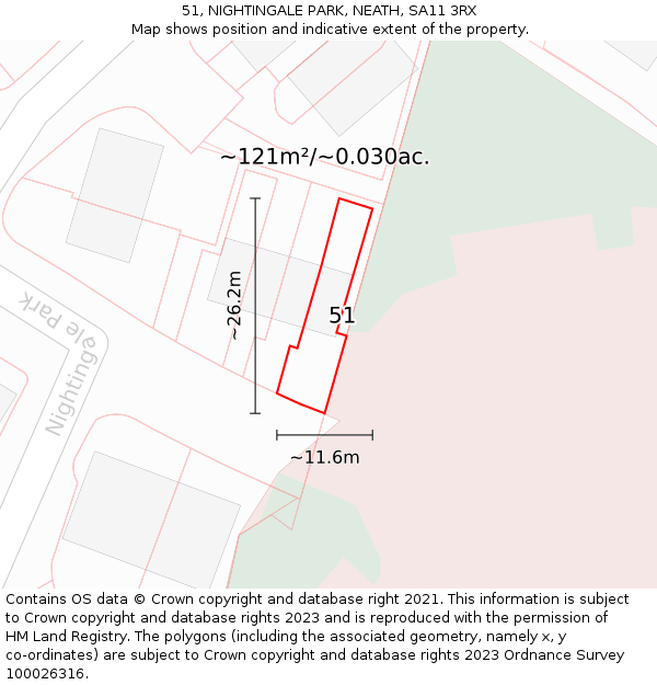 51, NIGHTINGALE PARK, NEATH, SA11 3RX: Plot and title map