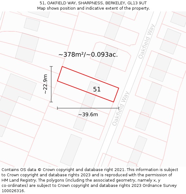 51, OAKFIELD WAY, SHARPNESS, BERKELEY, GL13 9UT: Plot and title map