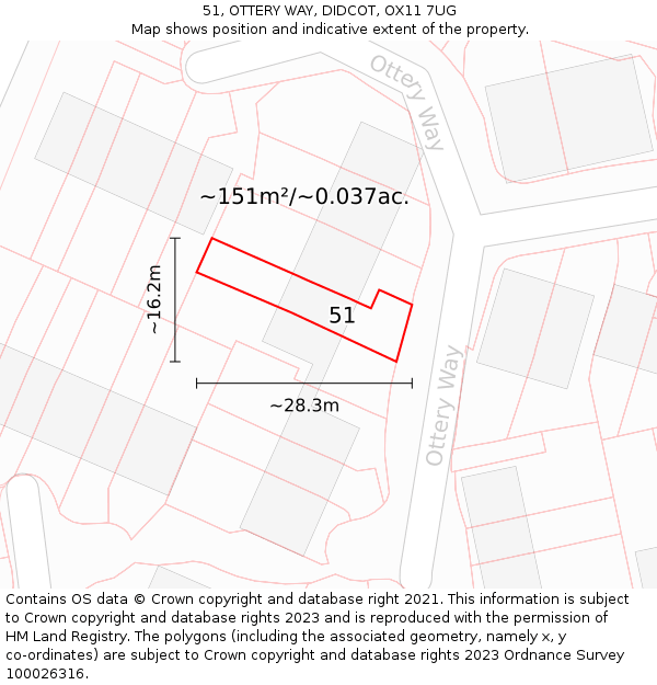 51, OTTERY WAY, DIDCOT, OX11 7UG: Plot and title map