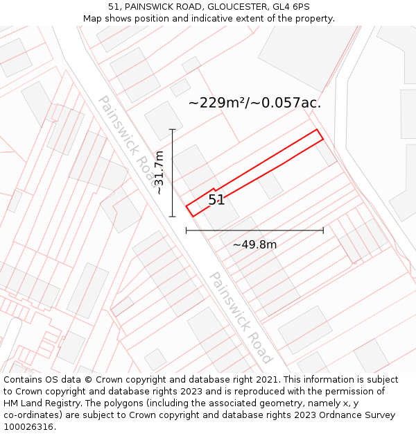 51, PAINSWICK ROAD, GLOUCESTER, GL4 6PS: Plot and title map
