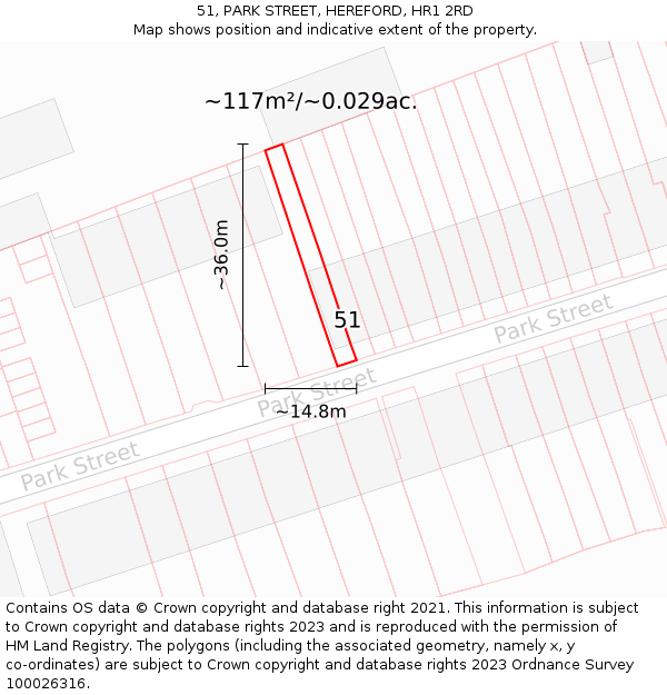 51, PARK STREET, HEREFORD, HR1 2RD: Plot and title map