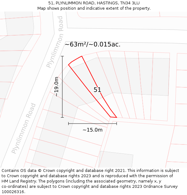 51, PLYNLIMMON ROAD, HASTINGS, TN34 3LU: Plot and title map