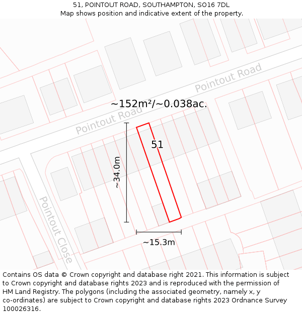 51, POINTOUT ROAD, SOUTHAMPTON, SO16 7DL: Plot and title map