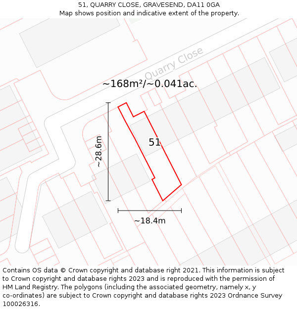 51, QUARRY CLOSE, GRAVESEND, DA11 0GA: Plot and title map