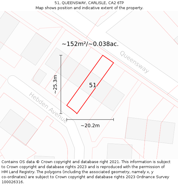 51, QUEENSWAY, CARLISLE, CA2 6TP: Plot and title map