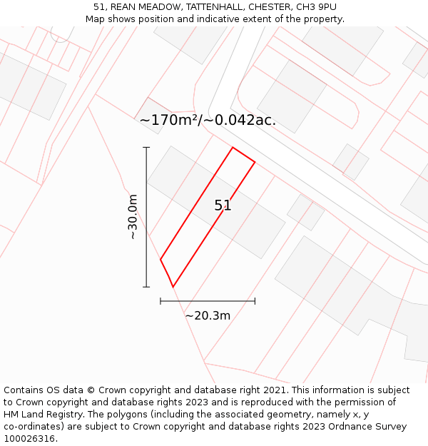 51, REAN MEADOW, TATTENHALL, CHESTER, CH3 9PU: Plot and title map