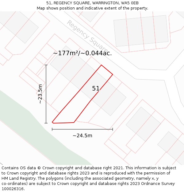 51, REGENCY SQUARE, WARRINGTON, WA5 0EB: Plot and title map