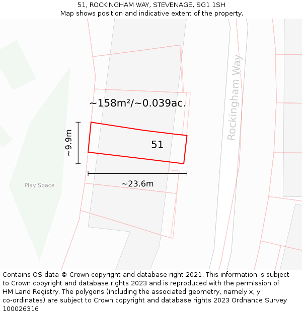 51, ROCKINGHAM WAY, STEVENAGE, SG1 1SH: Plot and title map