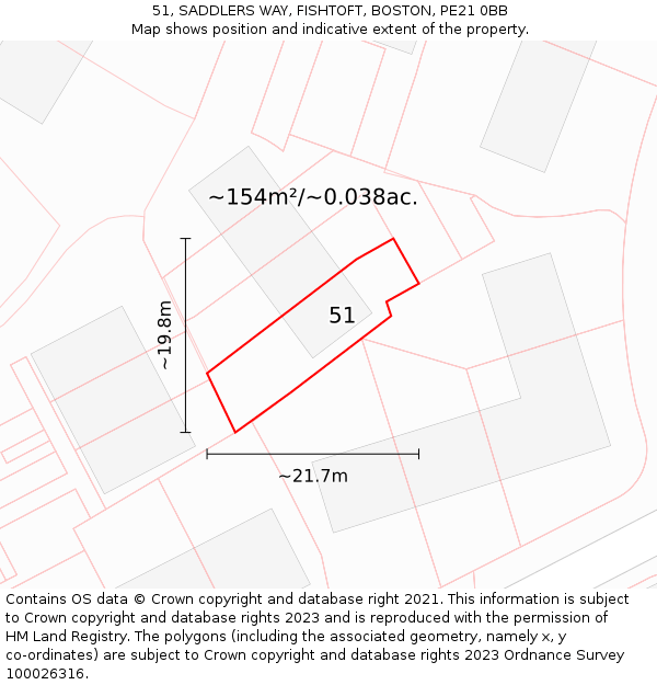 51, SADDLERS WAY, FISHTOFT, BOSTON, PE21 0BB: Plot and title map