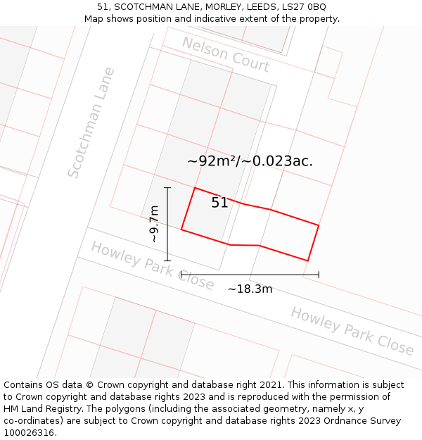 51, SCOTCHMAN LANE, MORLEY, LEEDS, LS27 0BQ: Plot and title map