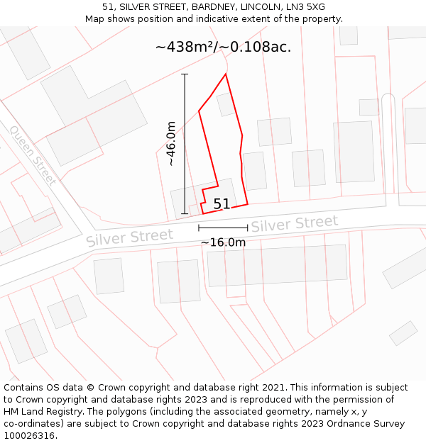 51, SILVER STREET, BARDNEY, LINCOLN, LN3 5XG: Plot and title map