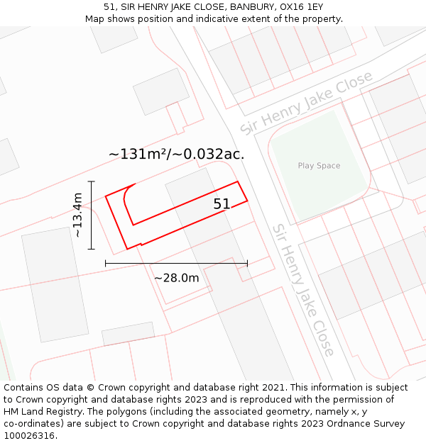 51, SIR HENRY JAKE CLOSE, BANBURY, OX16 1EY: Plot and title map