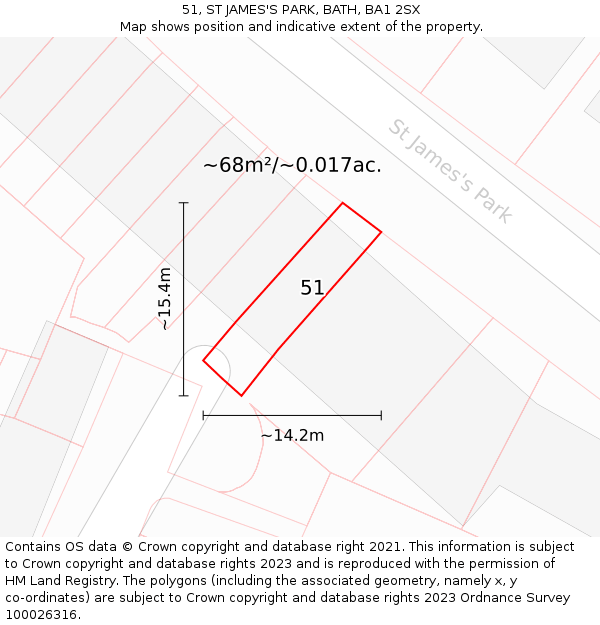 51, ST JAMES'S PARK, BATH, BA1 2SX: Plot and title map
