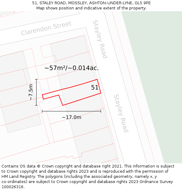 51, STALEY ROAD, MOSSLEY, ASHTON-UNDER-LYNE, OL5 9PE: Plot and title map