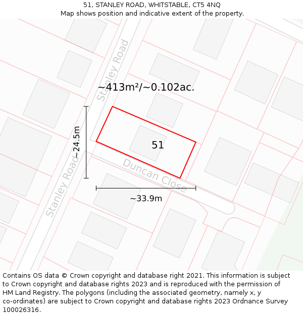 51, STANLEY ROAD, WHITSTABLE, CT5 4NQ: Plot and title map