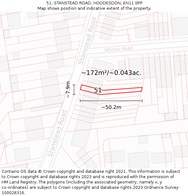 51, STANSTEAD ROAD, HODDESDON, EN11 0PP: Plot and title map