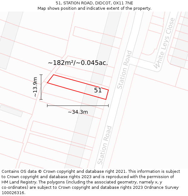 51, STATION ROAD, DIDCOT, OX11 7NE: Plot and title map