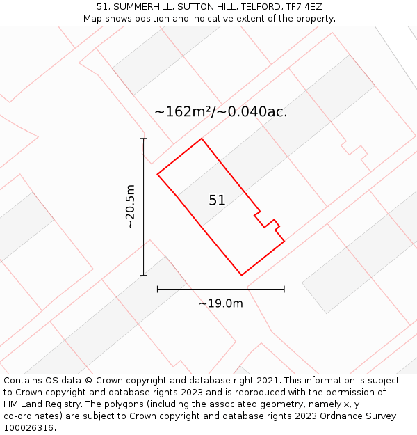 51, SUMMERHILL, SUTTON HILL, TELFORD, TF7 4EZ: Plot and title map